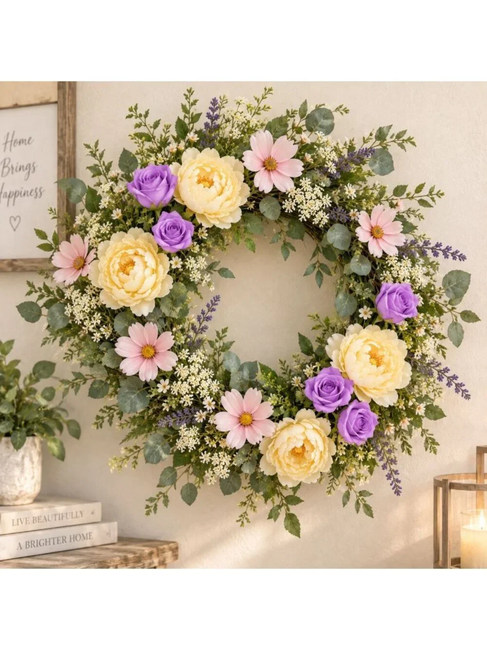Faux Lavender Roses 6 Stem Bunch 19 Inch Artificial Silk Rose Stems Wedding Bouq